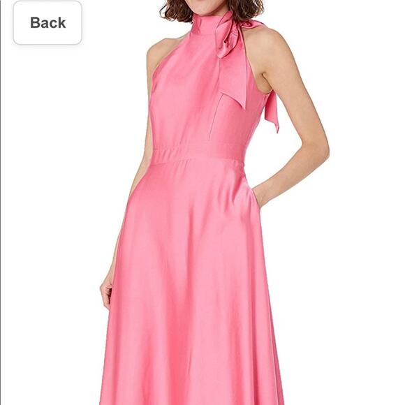Tahari Arthur S. Levine Mock Neck Side Bow Tie Maxi Pink Dress Size 10 NWT - Picture 14 of 15